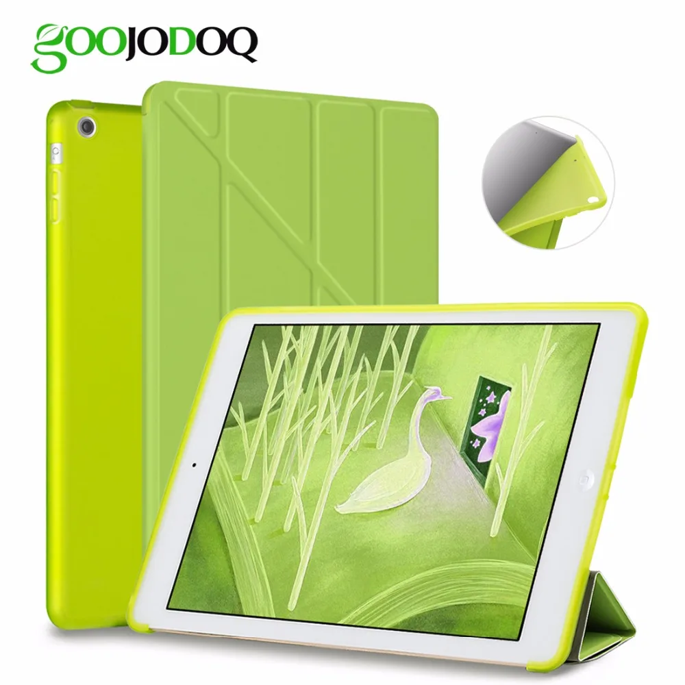 For iPad Air 2 Air 1 Case Silicone Soft Back Ultra Thin Slim PU Leather Smart Cover for Apple iPad Air Case [Multi-Fold Stand] apple-ipad-case