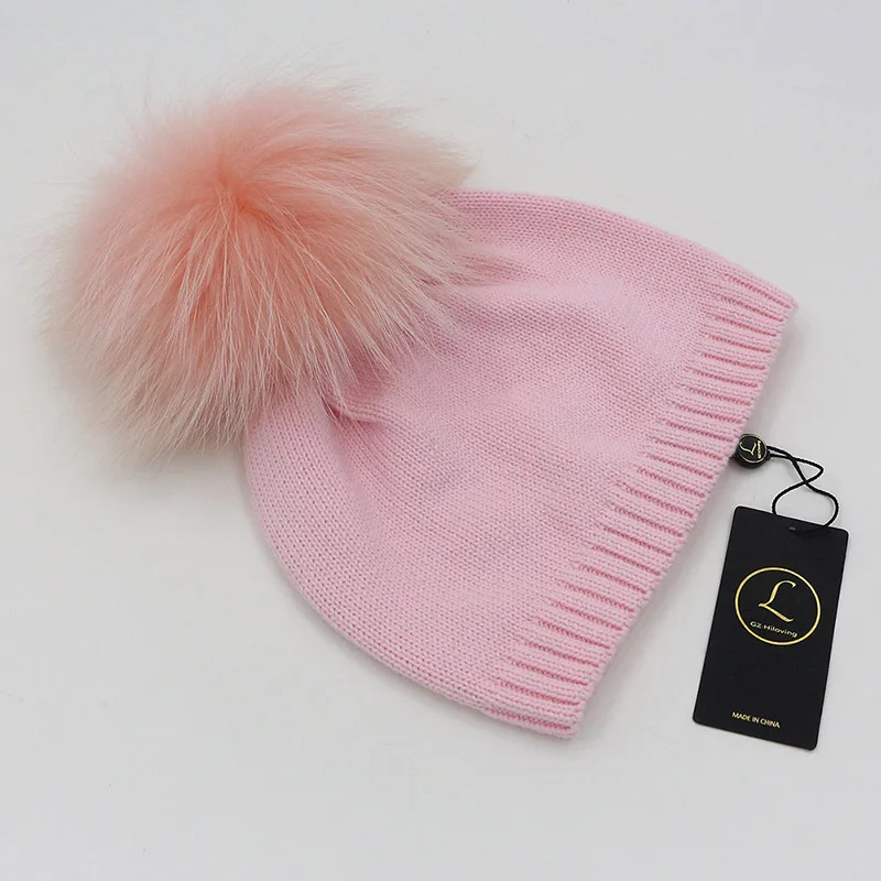 GZHILOVINGL 100% Cotton 5 Month-3 Years Ins Hot Baby Kids Boys Girls Children Winter Warm Knitted Skullies Beanie Fur Pompom Hat