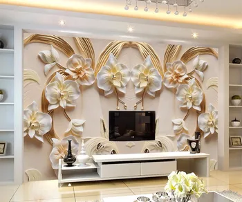 beibehang Custom Wallpaper 3D Butterfly Floral Backdrop 3D Sandstone Relief TV Background Wall Living Room Bedroom 3d wallpaper beibehang korean pastoral style papier peint wallpaper wedding bedroom living room tv background walls small floral 3d wallpaper