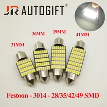 10 pces c5w conduziu a luz interior do carro canbus festoon 31/36/39/42mm lâmpadas led 12/24 v 28 35 42 49 smd 3014 dome luz de leitura lâmpada auto