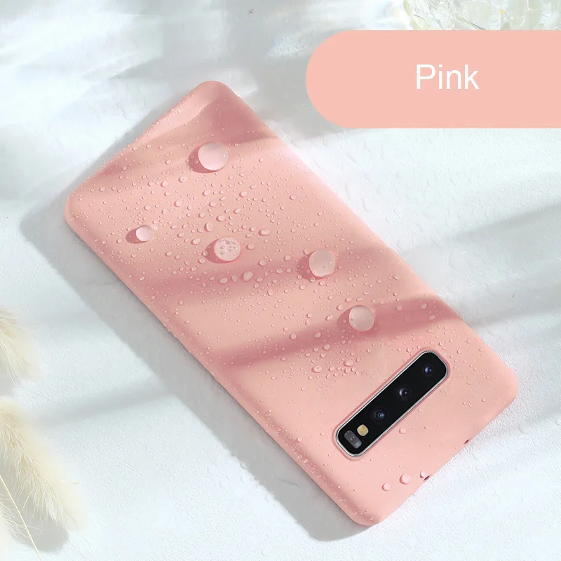 Роскошный жидкий силиконовый чехол для samsung Galaxy S8 S9 S10 Plus S10e e Lite Note 8 9, мягкая задняя крышка для сотового телефона, противоударный корпус - Цвет: Розовый