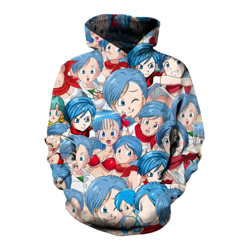 Soshirl Cute Blue Bulma Hoodie Cool Japan Anime Pullover Funny Comic 3d 