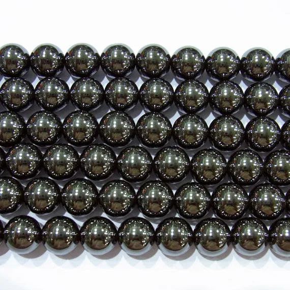 8mm Round Hematite Beads Genuine Natural 15''L Semiprecious Gemstone Bead Wholesale Beads