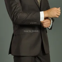 Темно-коричневые свадебные костюмы для мужчин на заказ, на заказ темно-коричневый руссет 2 кнопки тупым отворотом мужской темно-коричневый свадебный костюм