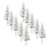 10pcs Model Pine Trees Miniature White Snow Trees Winter Forest Train Railway War Game Layout Landscape Diorama Scenery OO Scale 3
