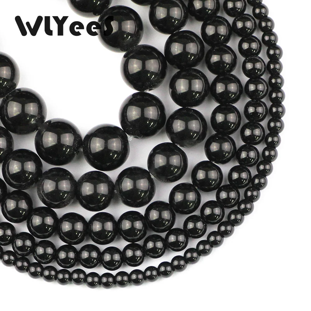 

WLYeeS Factory price Black King Kong Stone Beads Natural Stone 4 6 8 10 12mm Round Loose Beads Jewelry Bracelet Making DIY 15"