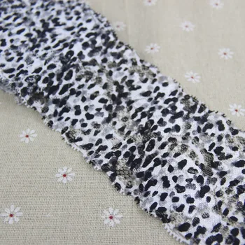 

2 yards 79mm width Black and white leopard spots Elastic Stretch Lace trim sewing headband accessories