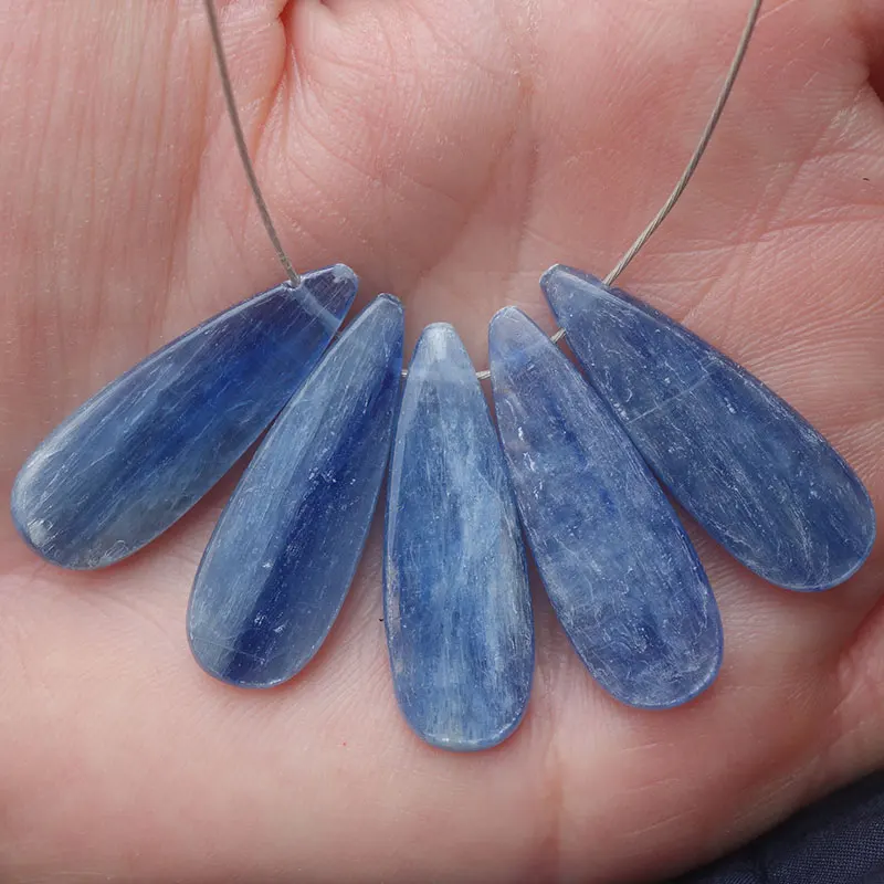 

10pcs/lot Natural Water Drop Shape Teardrop Blue Kyanite Necklace Pendant Jewelry 30x10x3mm