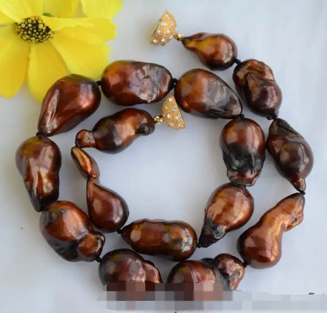 

3363 coffee BAROQUE KESHI REBORN PEARL NECKLACE