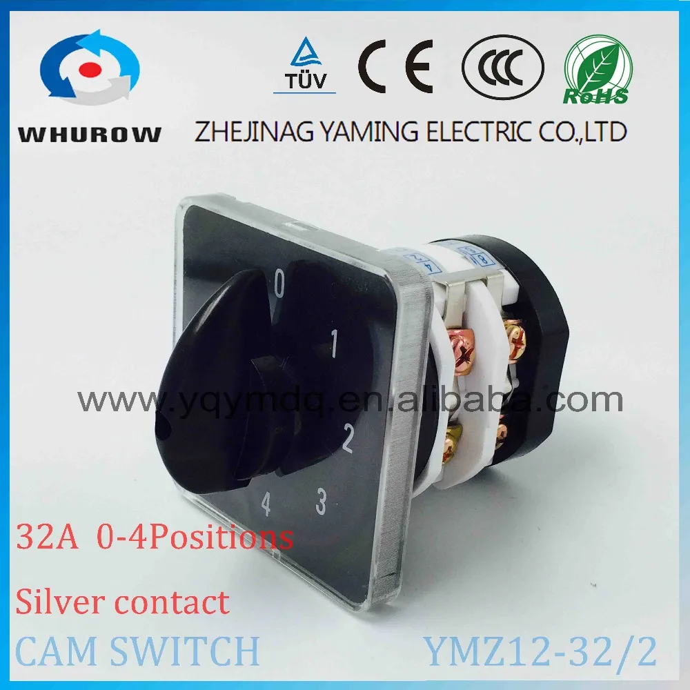 

Rotary switch knob 5 position 0-4 YMZ12-32/2 universal combination manual electrical changeover cam switch 32A 690V 2 phases