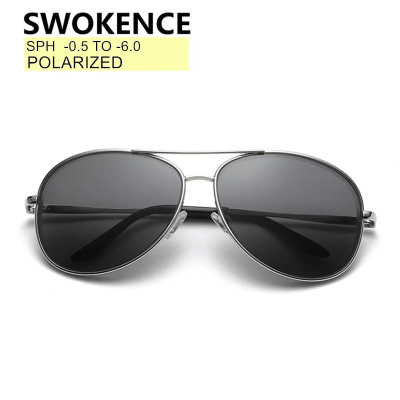 

SWOKENCE SPH 0 to -6 Diopter Upscale Polarized Finished Myopia Sunglasses Men Women Pilot Spectacles For Nearsighted F199