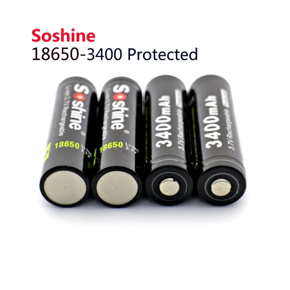 Soshine 18650 3 7 V 3400mAh аккумуляторная батарея защищена высокой разрядкой литий-ионных