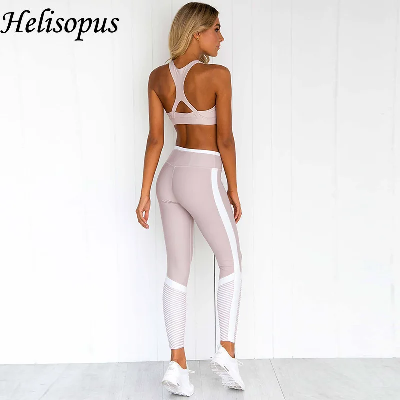 

Woman Sportswear Pink Yoga Set Gym 2 Piece Set Workout Clothes for Women Striped Printing Gym Jogging Suits Sportswear for Yoga