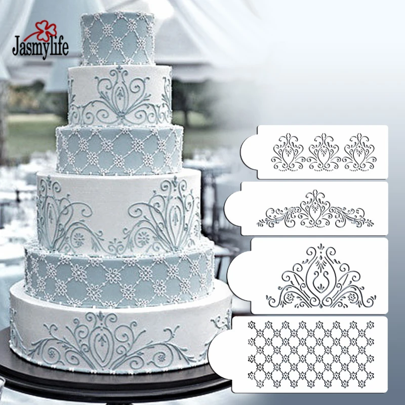 

Flower Plantilla Stencil Bakeware 4PCS/SET Baking Fondant Cake Decorating Tools for Cupcake Template Mold Spiral Decoration