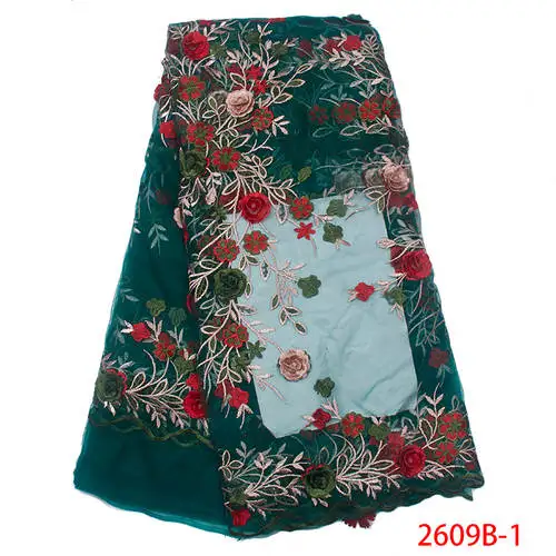 Африканская кружевная ткань высокого качества Кружева 3d цветок нигерийские кружевные ткани вышитые 5 ярдов для вечернего платья KS2909B-1 - Цвет: Picture 1