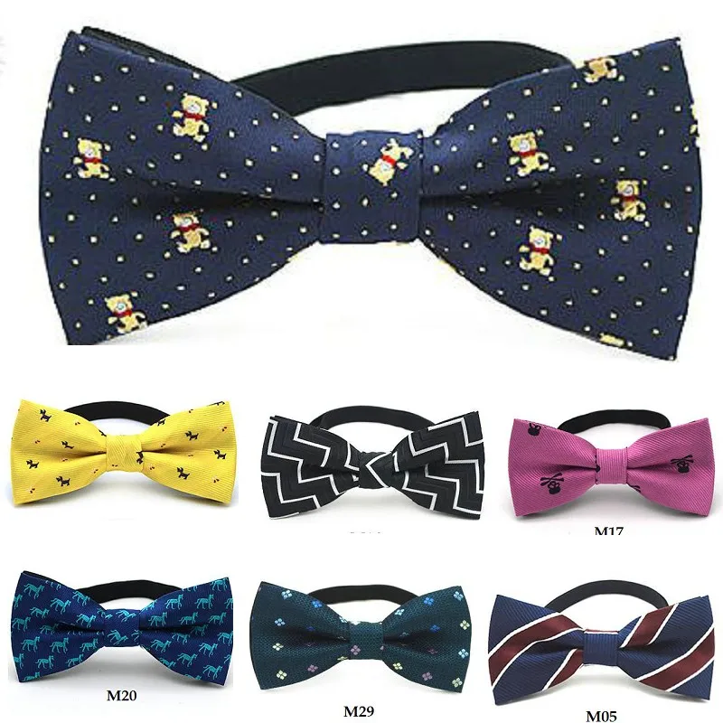 

luxury children bowknot cartoon bow tie 10*5cm adjustable button blue yellow red 2pcs/lot
