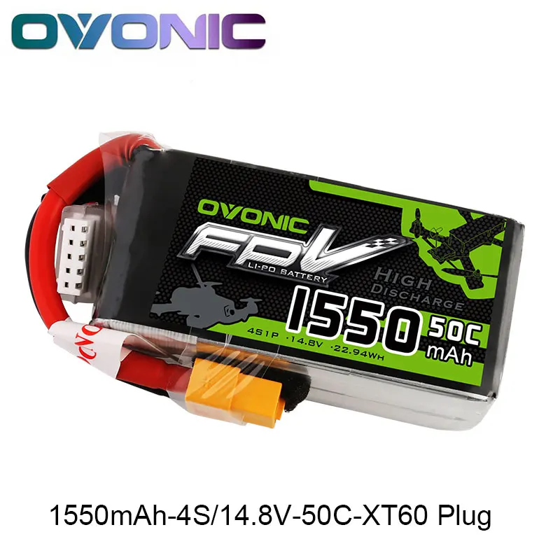Аккумулятор литий полимерный OVONIC 1550 мАч 4S1P 50C Max 100C 14 8 в штепсельная вилка XT60