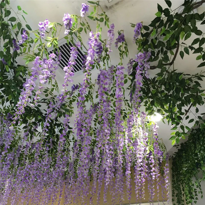 12 шт./компл. 110 см венки из Wisteria Висячие Цветы гирлянда для свадьбы автомобиля дома