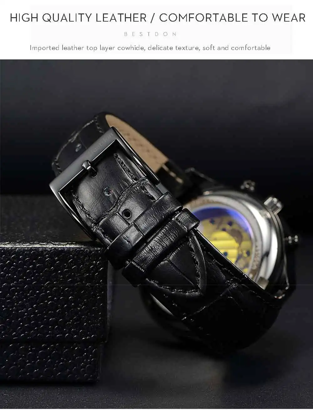 Bestdon, швейцарские автоматические часы, мужские механические часы со скелетом, мужские часы с турбийоном, Роскошные, Лидирующий бренд, Relogio Masculino, водонепроницаемые