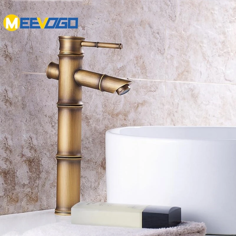 MEEVOGO Euro Style Antique Brass Bamboo Faucets Kitchen Faucets Basin
