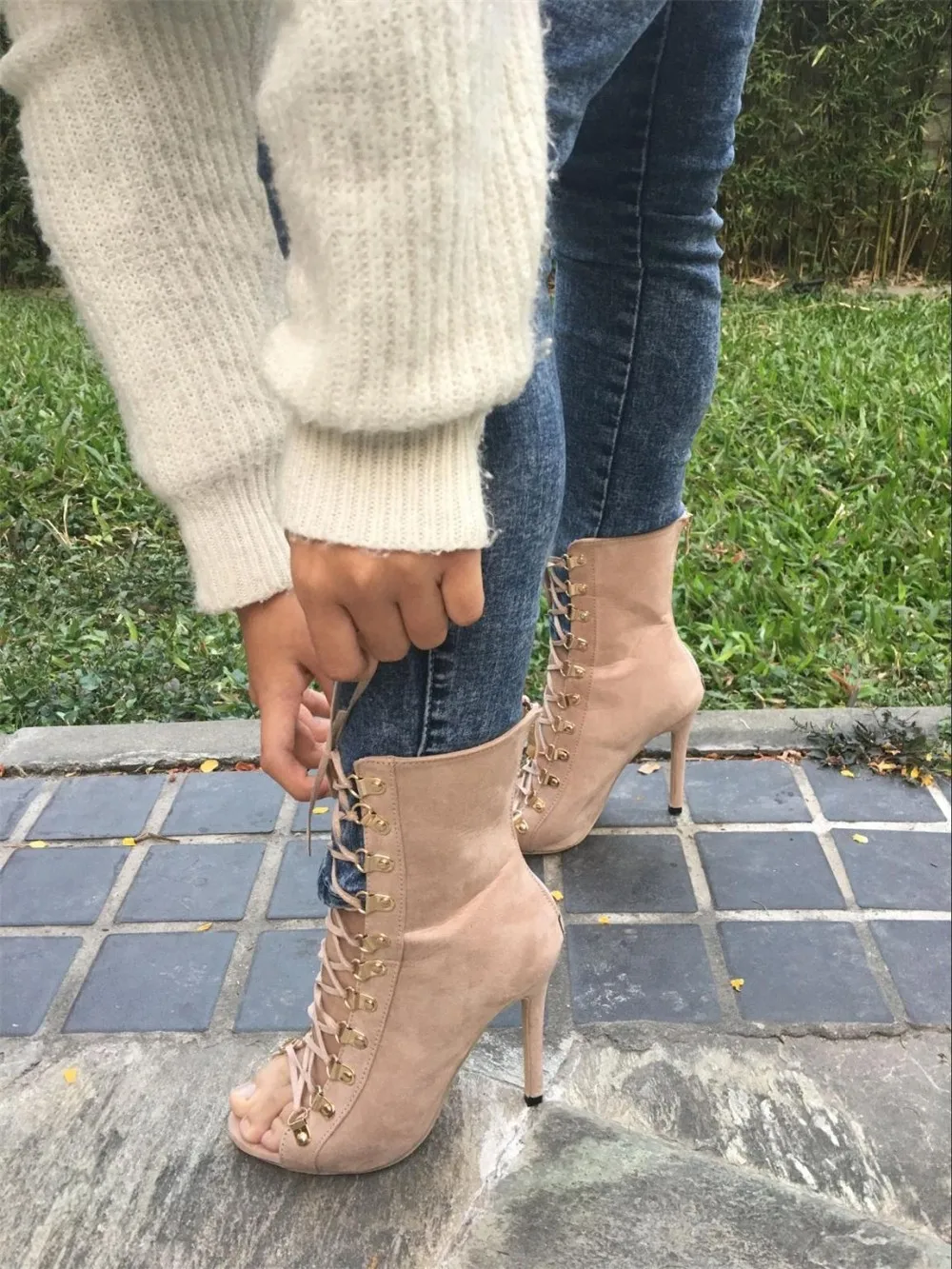Fashion Quality Gladiator High Heels women Sandals Genova Stiletto Sandal Booties open toe Lace Up Pumps shoes woman Boots 22