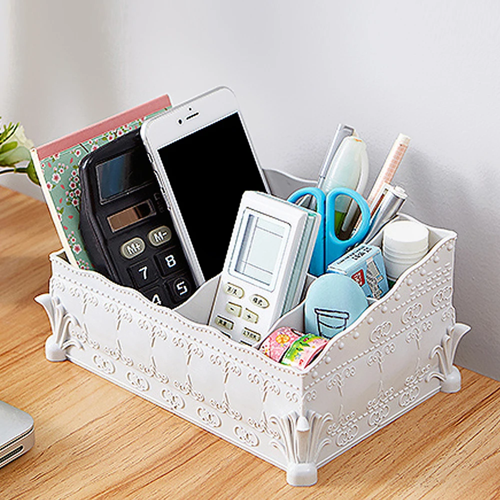 

1 Pcs Multi Function Flower Decor Chic Box Office Desk Cosmetic Storage Box Makeup Organizer