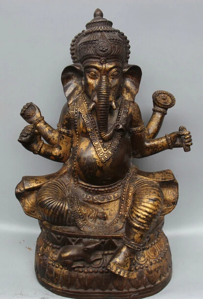 

shitou 002239 19" Tibet Tibetan Buddhism Bronze Ganesh Lord Ganesha Elephant God Buddha Statue