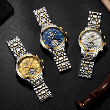 

2019 LIGE Mens Mechanical Watch All-steel Business Watch Diamond Stainless Steel Waterproof Watch Mens Watches Top Brand Luxury