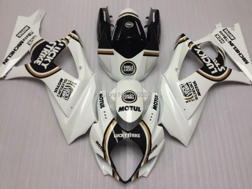 

LUCKY STRIKE Fairing kit for SUZUKI GSXR1000 07 08 GSX-R GSXR 1000 K7 2007 2008 white black Fairings Bodywork+7gifts SK80