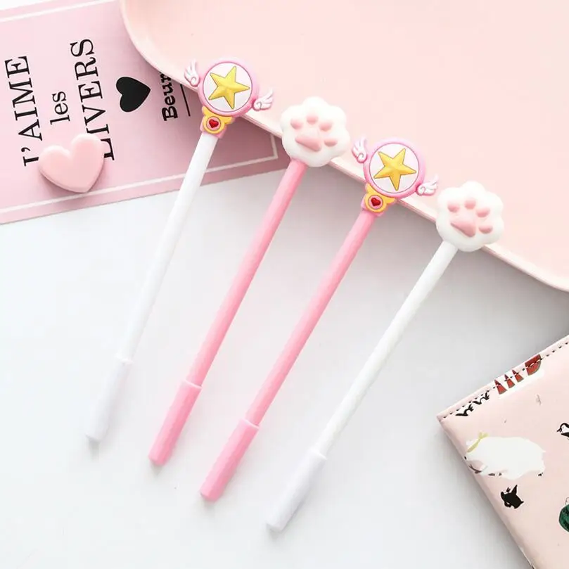4 шт./лот креативная розовая волшебная палочка Kawaii гелевая ручка с милой кошачьей