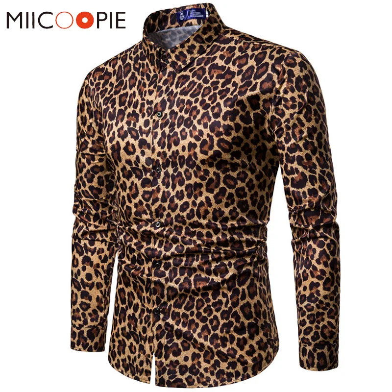 Mens Trend Nightclub Leopard Print Shirt High Qual