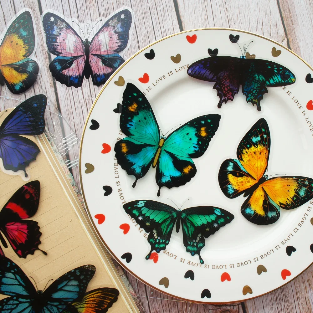 28pcs Tropical Rainforest Butterfly Jungle Style PVC Sticker Scrapbooking DIY Gift Packing Label Decoration Tag