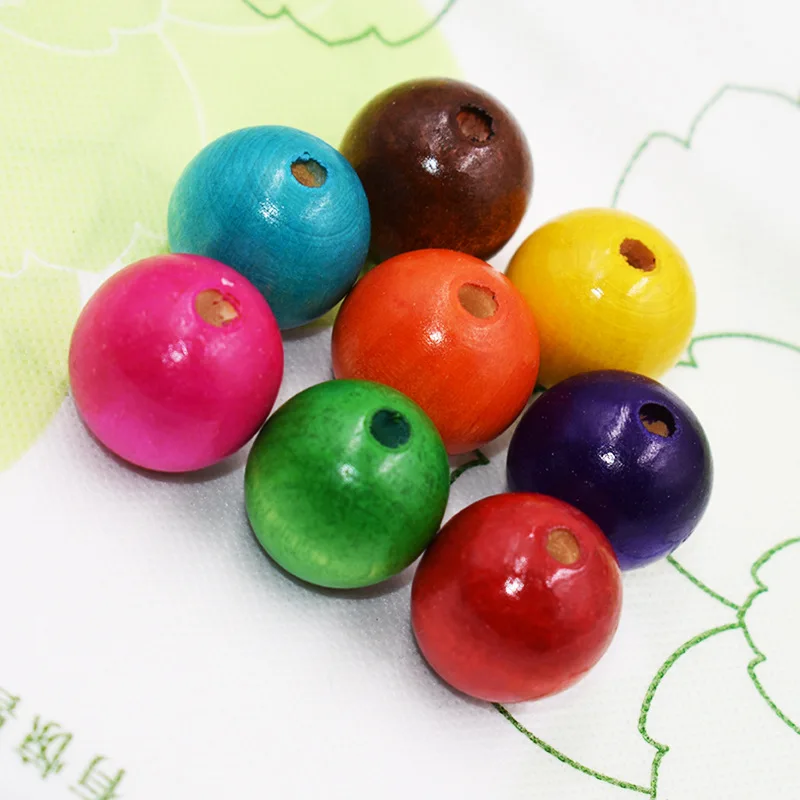 

25mm 50pcs/lot Coloful round wood beads necklace bracelet accessories DIY crafts decoration loose beads jewelry findings J1822