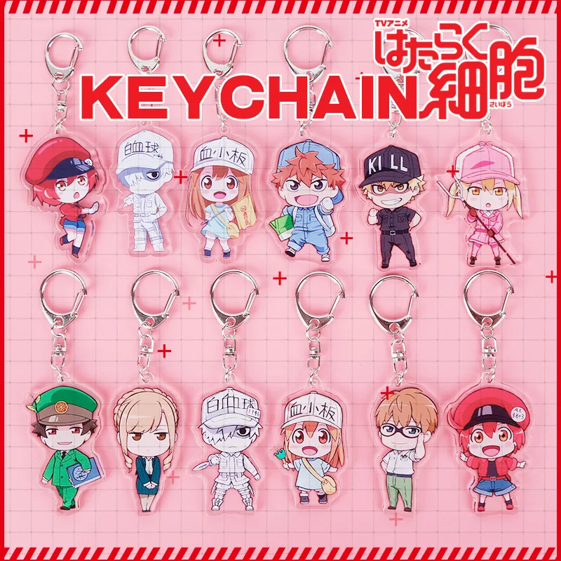 

Anime JK Cells At Work Hataraku Saibou White Red Blood Killer T B Helper Cell Platelet Cosplay Acrylic Ornament Keychain Keyring