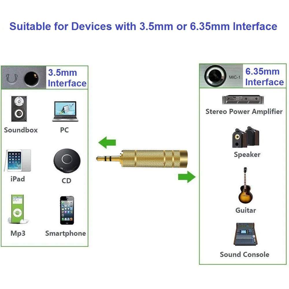 3,5 мм штекер 6,35 мм гнездо Аудио Интерфейс адаптер 3,5 штекер 6,35 штекер Адаптер стерео конвертер для ПК динамик усилитель