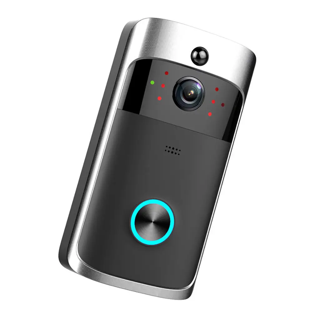 Беспроводной WiFi дверной звонок визуальное кольцо домофон безопасная камера Смарт видео телефон дверь предотвратить воров - Цвет: Черный