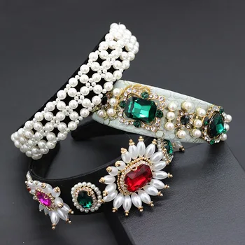 

Luxurious gorgeous pearl water drop versatile headband fashion Baroque heavy duty personality multicolor wild headband 870