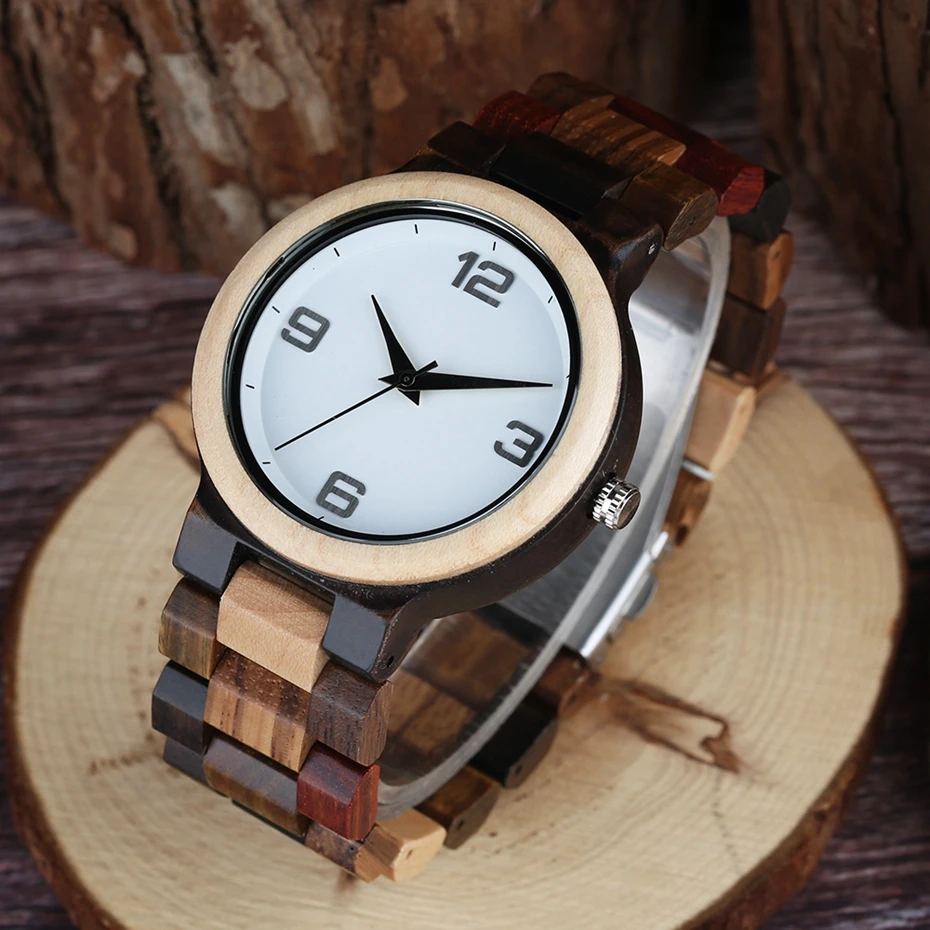 Unique Mixed Color Watch Men Clock Man Retro Full Wooden Band Quartz Wrist Watch Top Luxury Round Analog Watches Reloj de madera (21)
