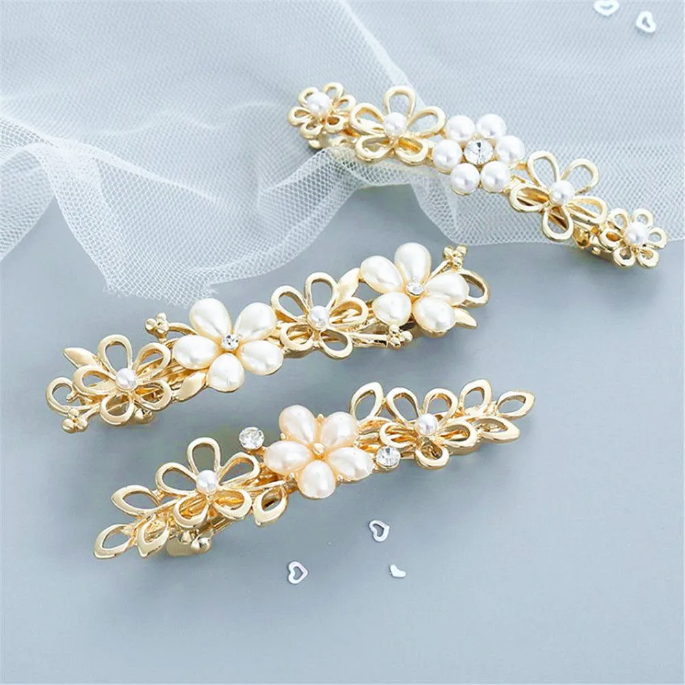 

2019 Women Flower Pearl Metal Hairclips Women Hair Clip Hairpin Girls Hairpins Barrette Hairgrip Bobby Pin Hair Accessories