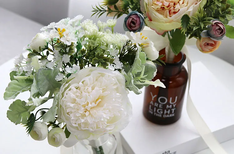 Wedding Bouquet for bridesmaids flowers artificial rose peony (5)