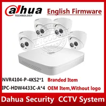 Экспресс Dahua камера безопасности Система 4MP IP камера IPC-HDW4433C-A& 4CH 4POE NVR4104-P-4KS2 система видеонаблюдения P2P