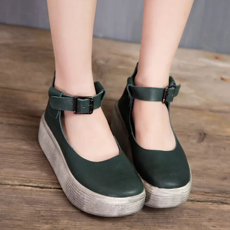 

Summer new Mori leather shoes simple thick platform shoes