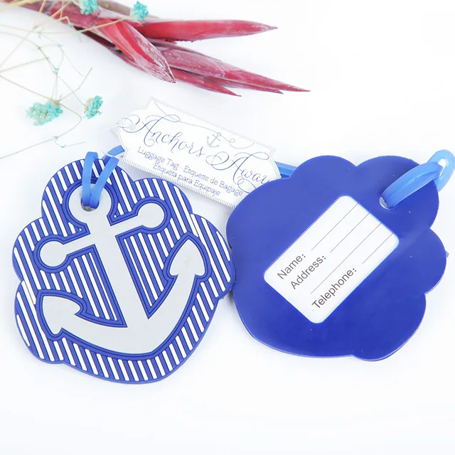 beach theme rubber anchor luggage tag favors wedding party giveaway