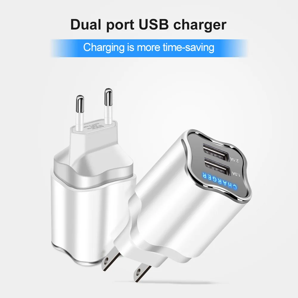 Powstro Dual USB зарядное устройство для мобильного телефона 5 в 2A настенное зарядное устройство адаптер для iphone 6 7 8 Plus X для samsung S8 S9 S10 Note 8