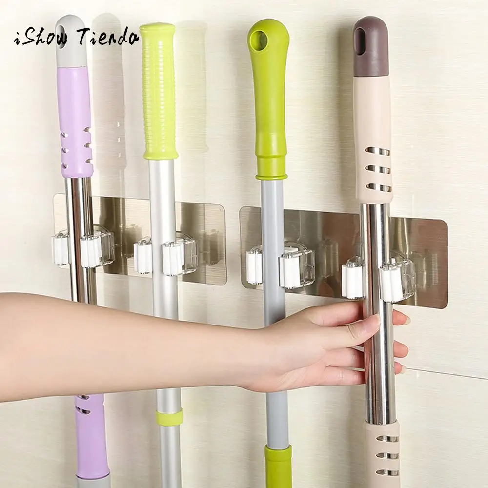 

Wall Mounted Mop Holder Brush Broom Hanger Organizer Storage Rack Kitchen Tool Hanger wall hanging hooks Bathroom products