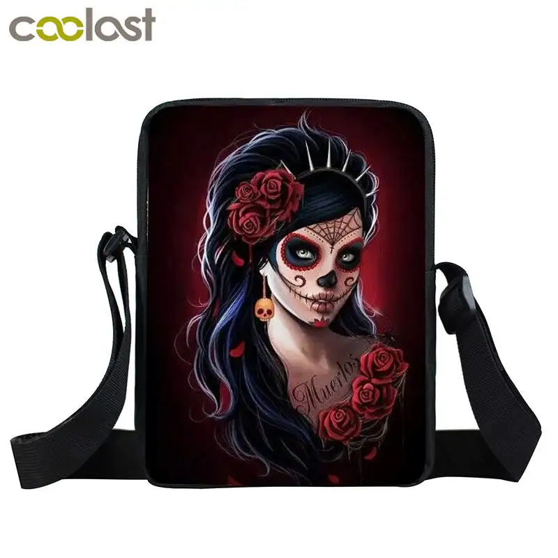 الظلام القوطية فتاة البسيطة الجمجمة Crossbody أكياس للرجال فاسق النساء الاطفال الصخرة حقائب الشاطئ الفتيان الفتيات حقيبة كتف المحمولة الورك هوب...