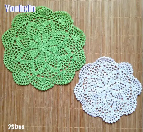 

HOT round cotton placemat cup lace coaster mug kitchen Christmas dining table place mat cloth Crochet tea coffee doily drink pad