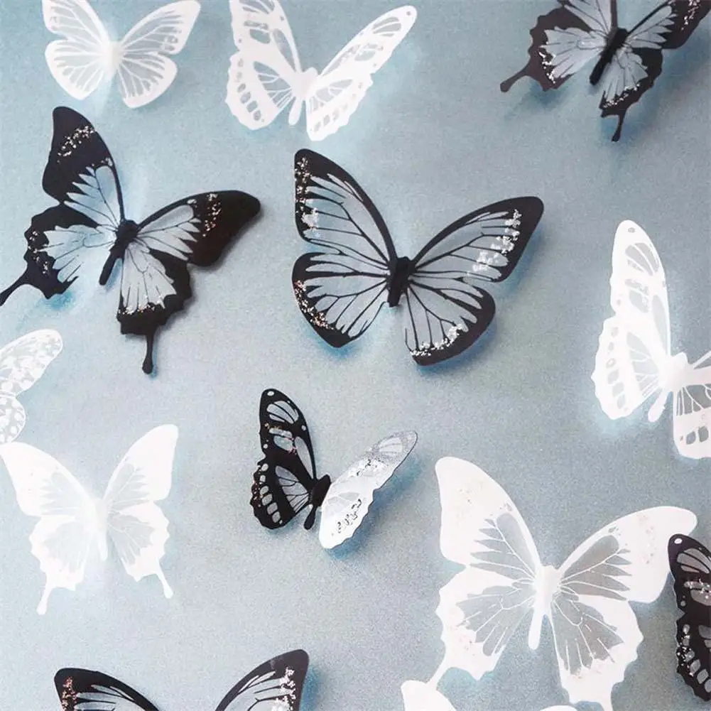 

18PCS 3D Crystal Butterfly Wall Sticker Art Decal Home decor Mural Stickers DIY Decals PVC Christmas Wedding Decoration Random