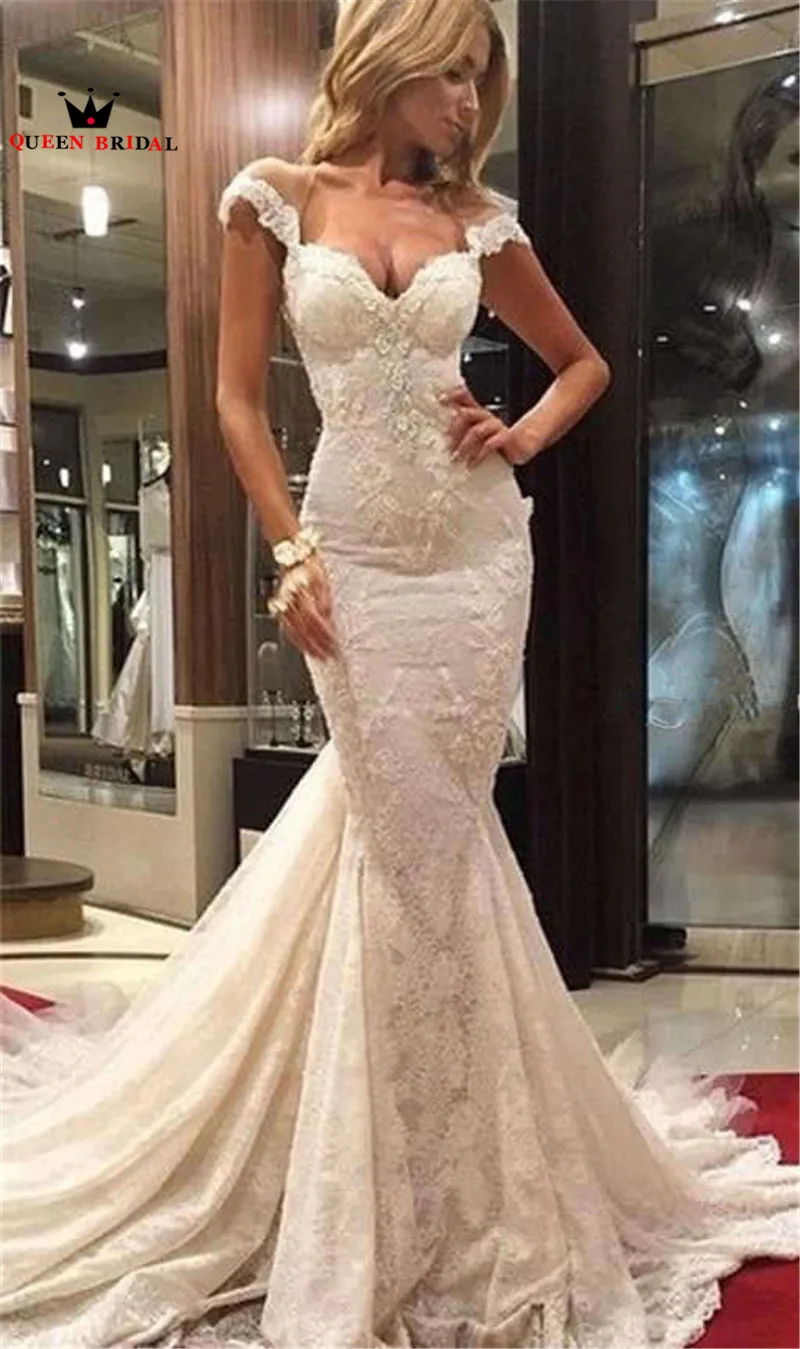 Mermaid Backless Sweetheart Big Train Lace Vintage Sexy Vintage