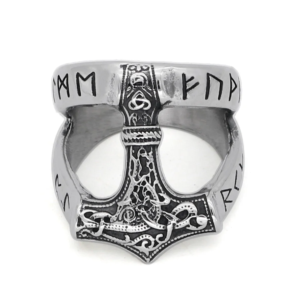Скандинавский Викинг 316L нержавеющая сталь thor hammer Mjolnir Скандинавское кольцо